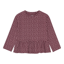 Birkholm Peplum Rib Bluse Bordeaux Lilla & Baby Lyserød